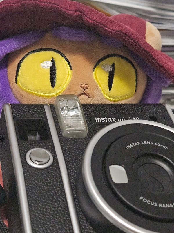 a plushie of niko oneshot holding a camera